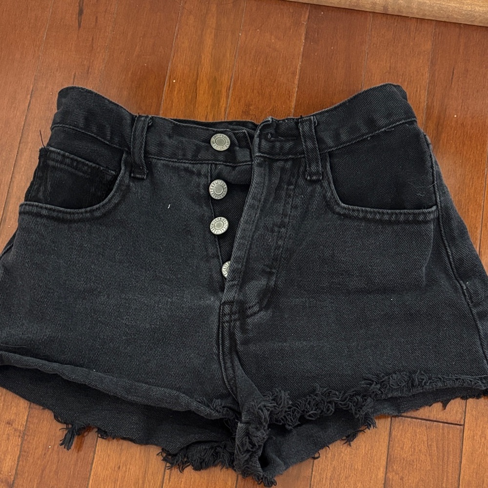 John Galt black denim shorts